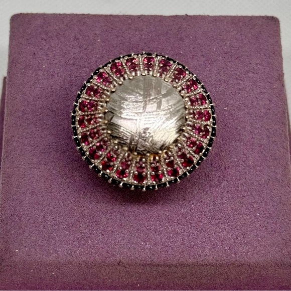 Vintage Sterling Silver Ruby and Black Spinel Ring - Picture 1 of 6